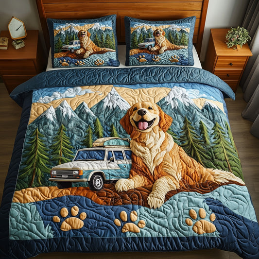Adventure Golden Retriever 3-Piece Quilted Bedding Set GFTOTP7783