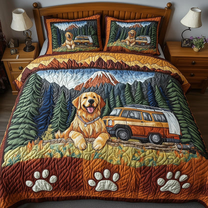 Adventure Golden Retriever 3-Piece Quilted Bedding Set GFTOTP7784
