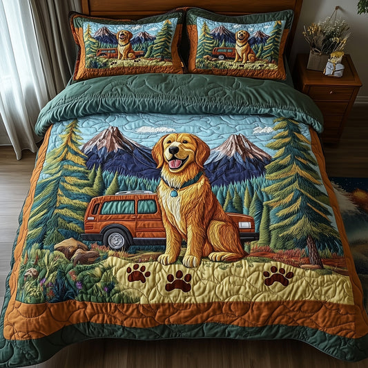 Adventure Golden Retriever 3-Piece Quilted Bedding Set GFTOTP7785
