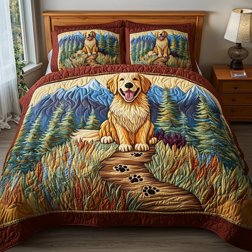 Adventure Golden Retriever 3-Piece Quilted Bedding Set GFTOTP7786