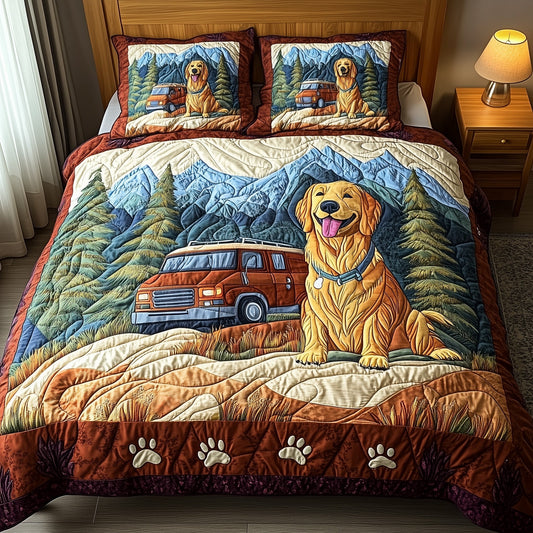 Adventure Golden Retriever 3-Piece Quilted Bedding Set GFTOTP7787