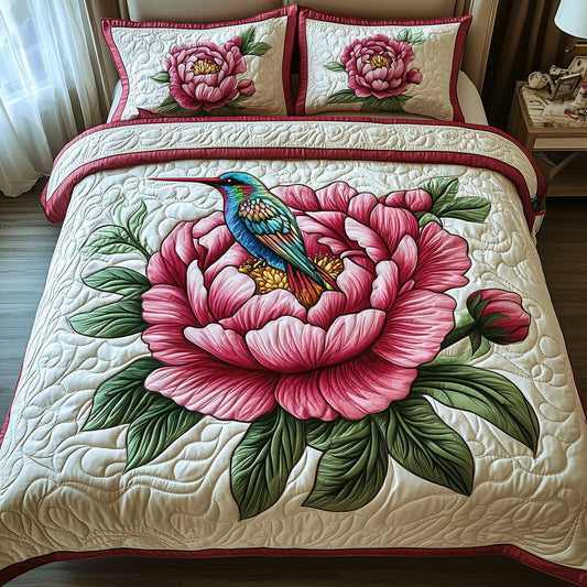 Peony Blush 3-Piece Quilted Bedding Set GFTOTP7791