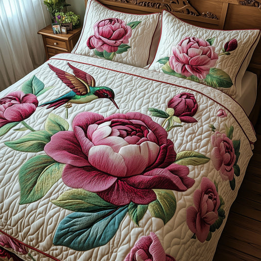 Peony Blush 3-Piece Quilted Bedding Set GFTOTP7793
