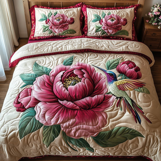 Peony Blush 3-Piece Quilted Bedding Set GFTOTP7794