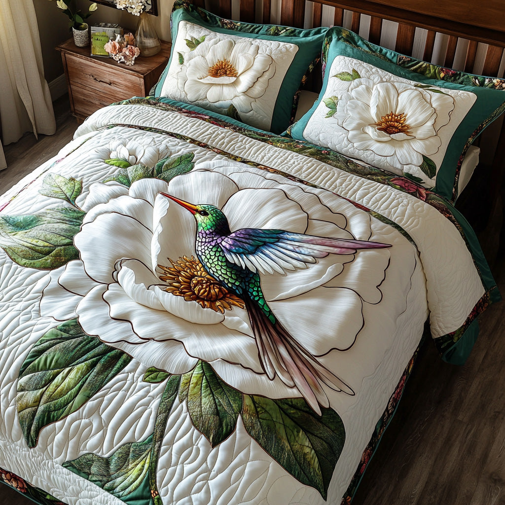 Pure Peony Elegance 3-Piece Quilted Bedding Set GFTOTP7796