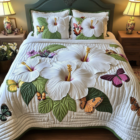 Hibicus Haven 3-Piece Quilted Bedding Set GFTOTP7900