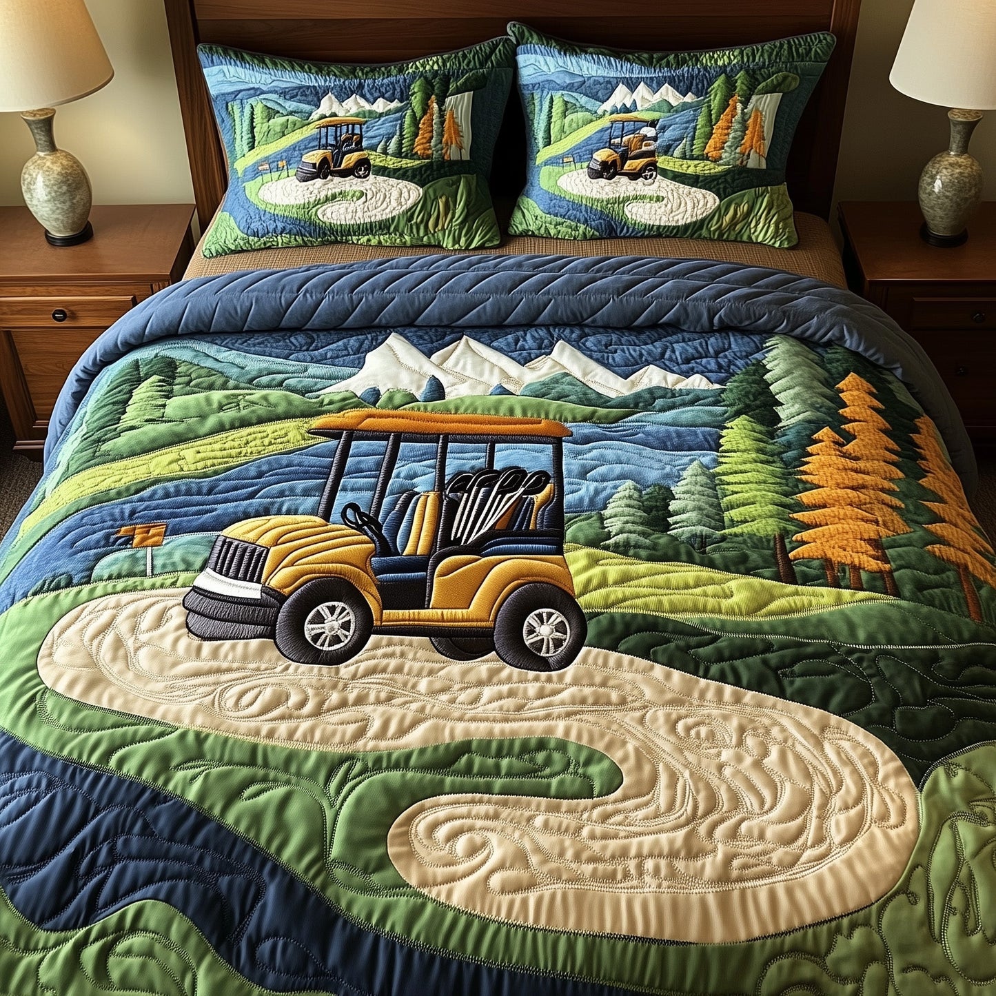 Golf Course 3-Piece Quilted Bedding Set GFTOTP8027