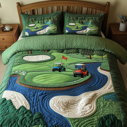Golf Course 3-Piece Quilted Bedding Set GFTOTP8028