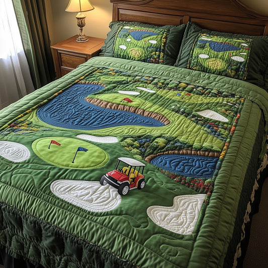 Golf Course 3-Piece Quilted Bedding Set GFTOTP8030
