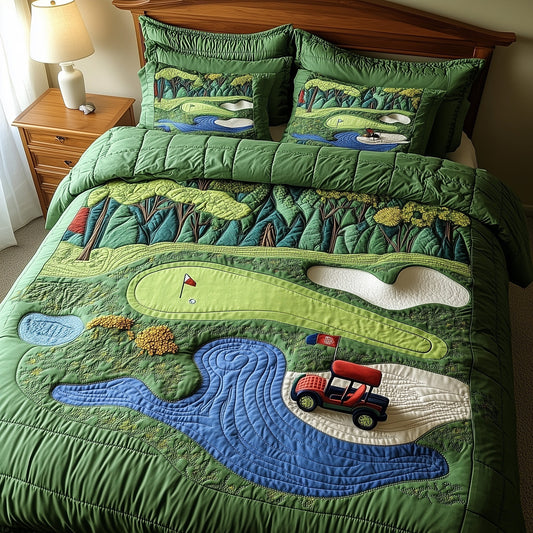Golf Course 3-Piece Quilted Bedding Set GFTOTP8031