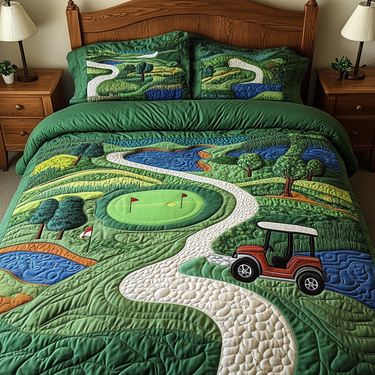 Golf Course 3-Piece Quilted Bedding Set GFTOTP8032