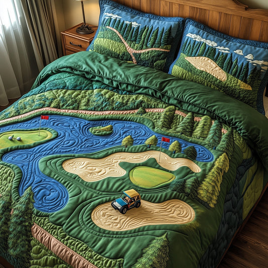 Golf Course 3-Piece Quilted Bedding Set GFTOTP8035