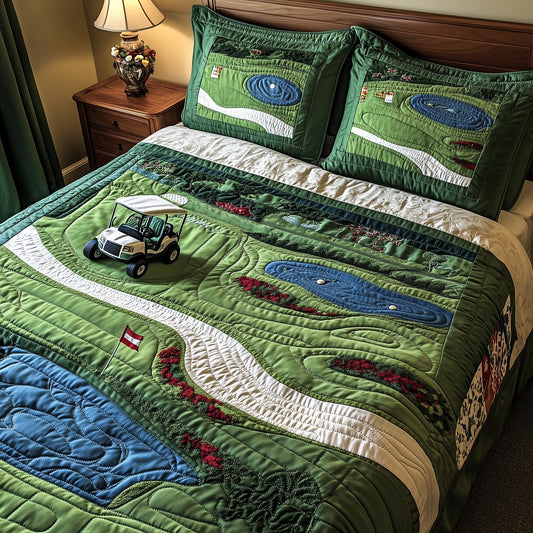 Golf Course 3-Piece Quilted Bedding Set GFTOTP8037