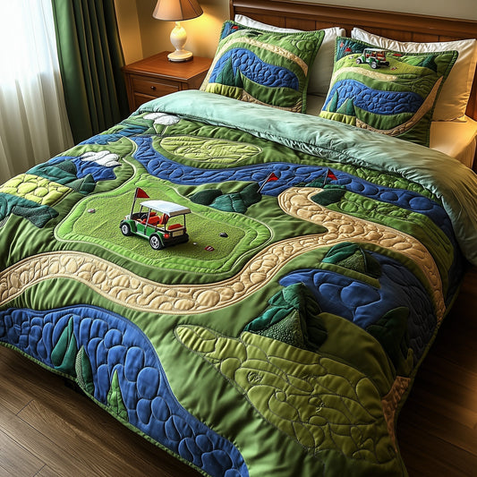 Golf Course 3-Piece Quilted Bedding Set GFTOTP8038