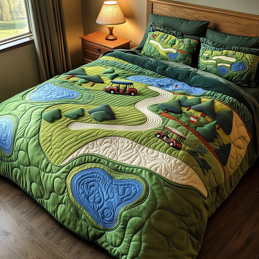 Golf Course 3-Piece Quilted Bedding Set GFTOTP8039