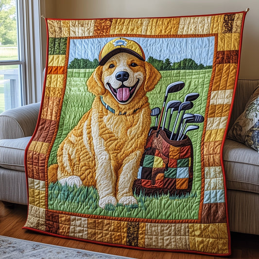 Golden Retriever Golf Quilted Blanket GFTOTP8040