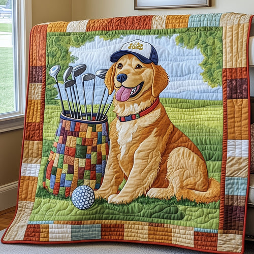 Golden Retriever Golf Quilted Blanket GFTOTP8041