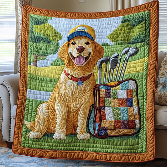 Golden Retriever Golf Quilted Blanket GFTOTP8042