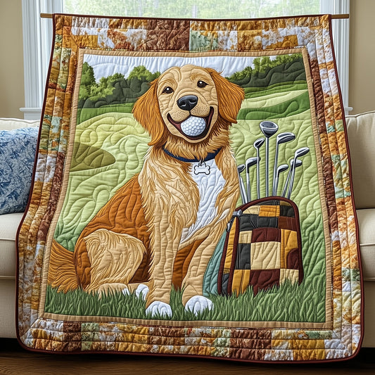 Golden Retriever Golf Quilted Blanket GFTOTP8043
