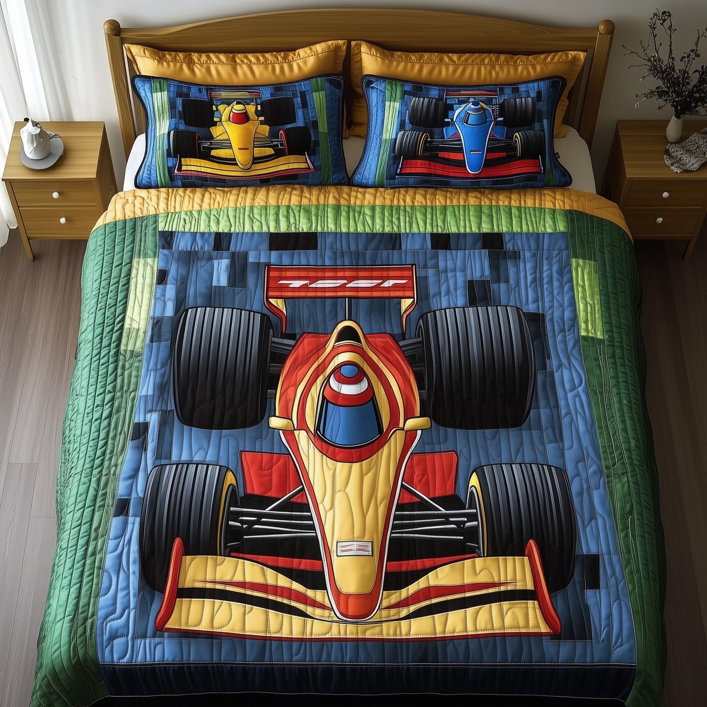 Grand Prix Racer 3-Piece Quilted Bedding Set GFTOTP8086