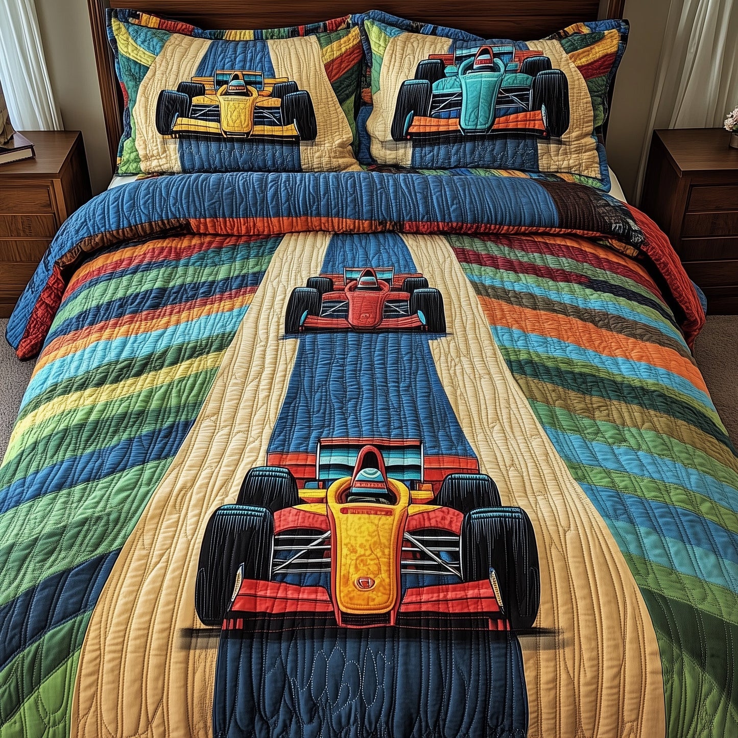 Grand Prix Racer 3-Piece Quilted Bedding Set GFTOTP8088