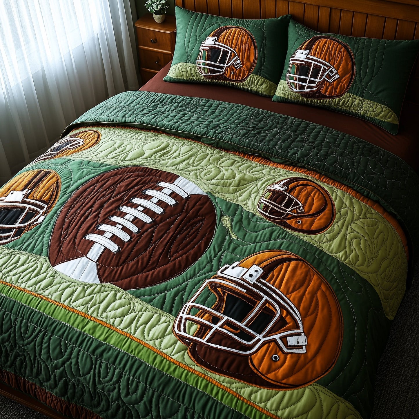 Gridiron Glory 3-Piece Quilted Bedding Set GFTOTP8124