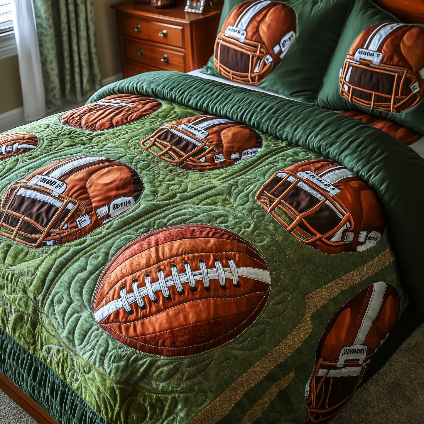 Gridiron Glory 3-Piece Quilted Bedding Set GFTOTP8125
