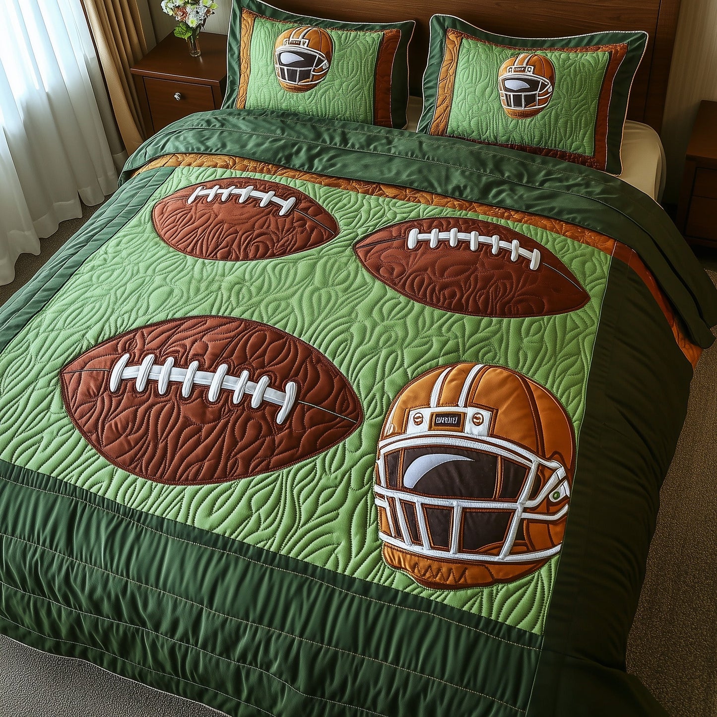 Gridiron Glory 3-Piece Quilted Bedding Set GFTOTP8126