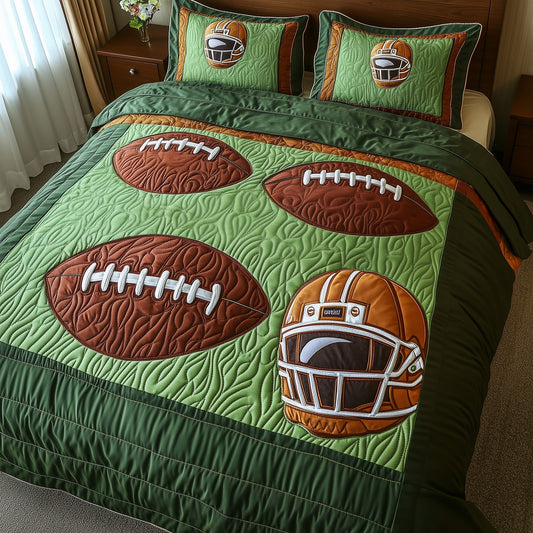 Gridiron Glory 3-Piece Quilted Bedding Set GFTOTP8126