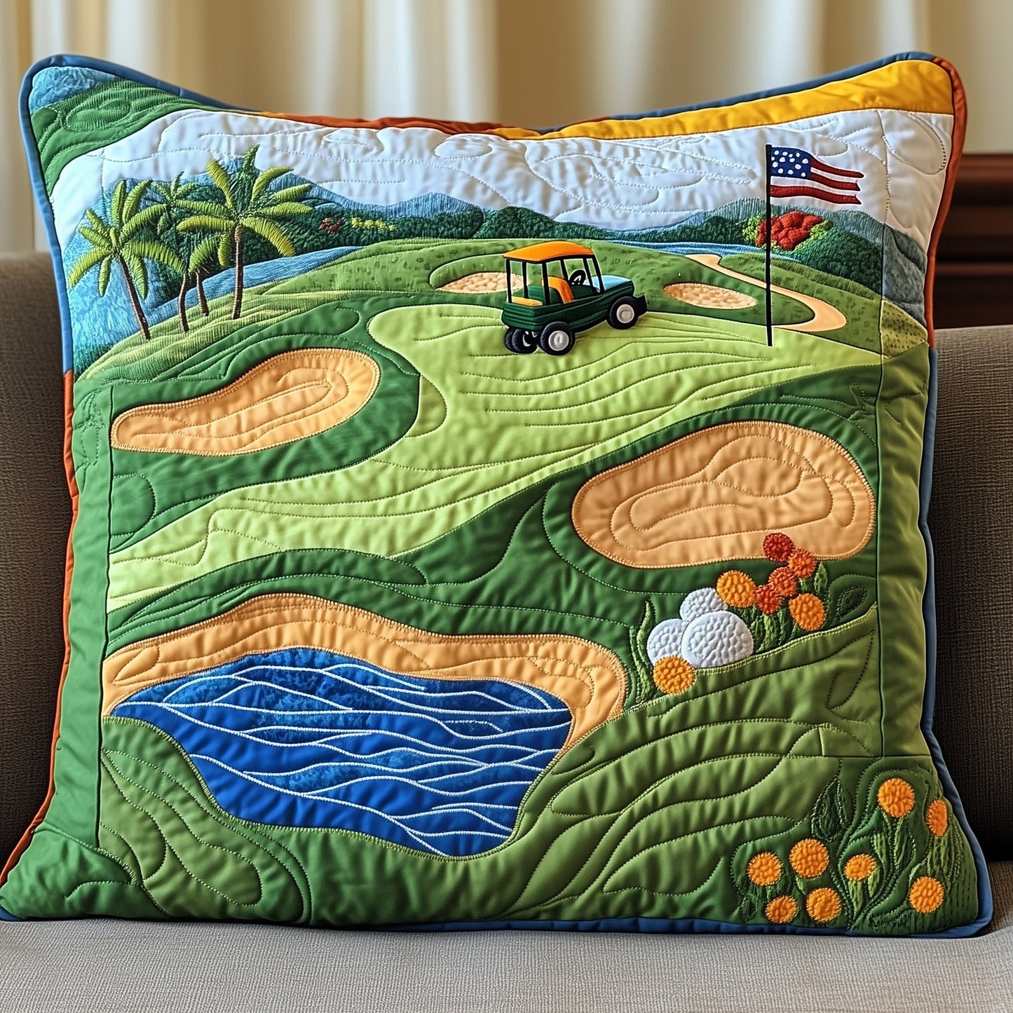Golf Course Quilted Pillow Case GFTOTP8148