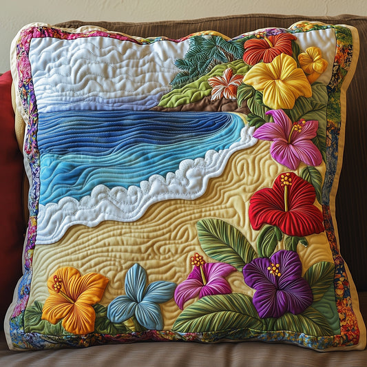 Hibiscus Shoreline Quilted Pillow Case GFTOTP8152