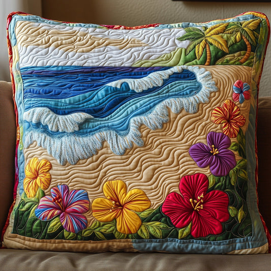 Hibiscus Shoreline Quilted Pillow Case GFTOTP8153