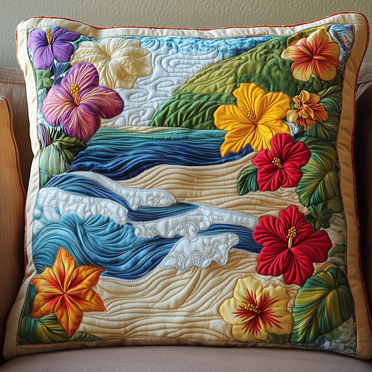 Hibiscus Shoreline Quilted Pillow Case GFTOTP8154