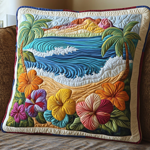 Hibiscus Shoreline Quilted Pillow Case GFTOTP8155