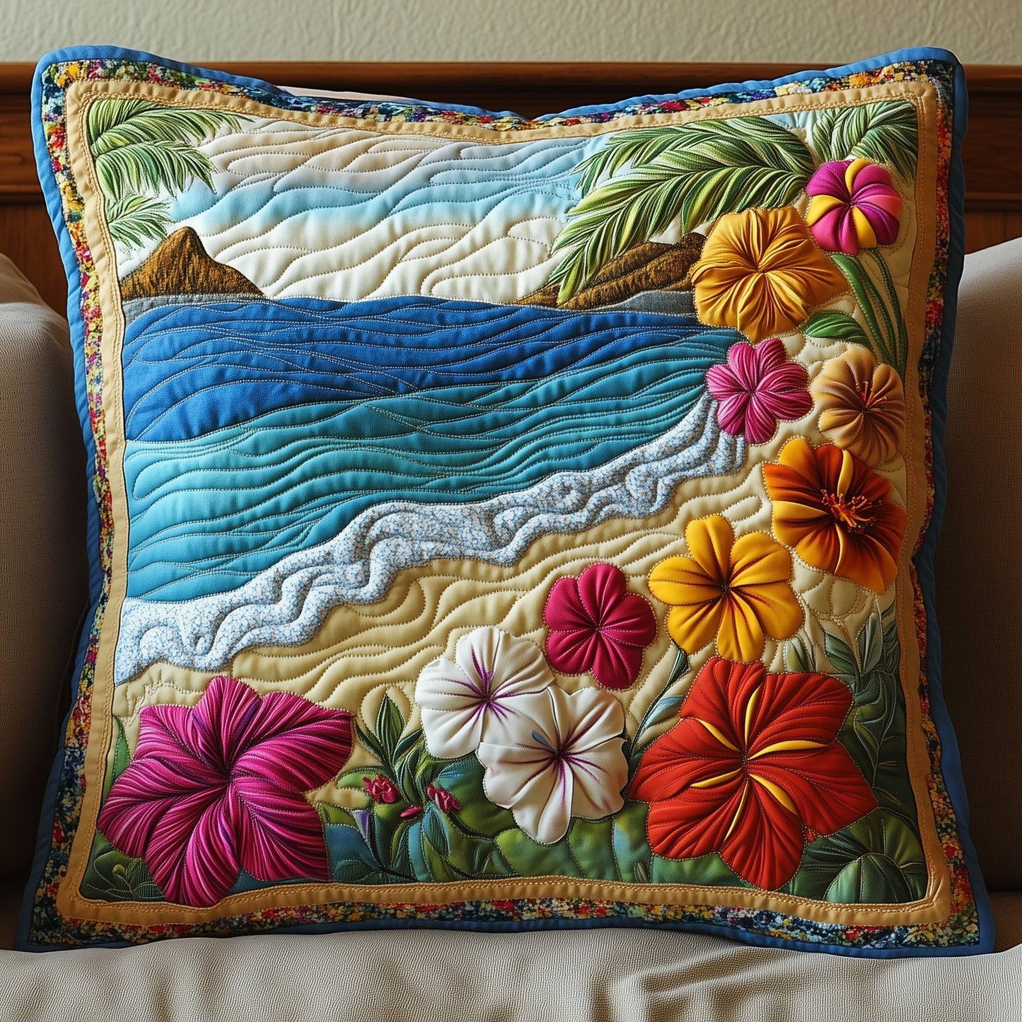 Hibiscus Shoreline Quilted Pillow Case GFTOTP8156