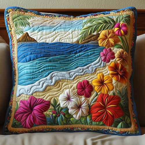 Hibiscus Shoreline Quilted Pillow Case GFTOTP8156
