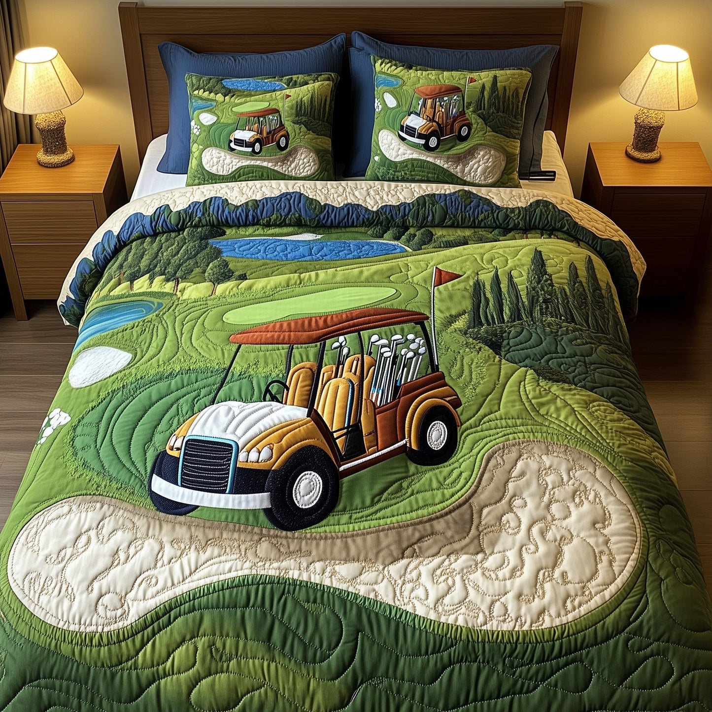 Fairway Rider 3-Piece Quilted Bedding Set GFTOTP8200