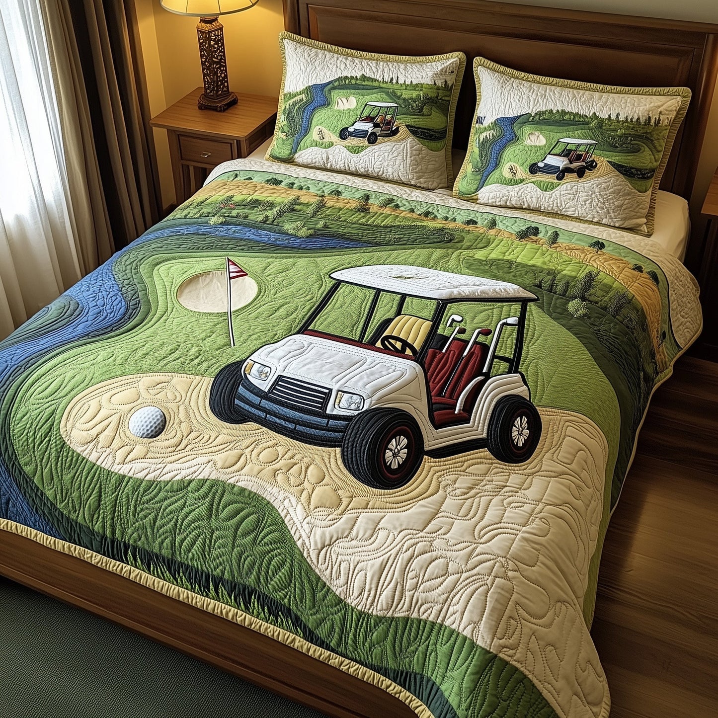 Fairway Rider 3-Piece Quilted Bedding Set GFTOTP8201