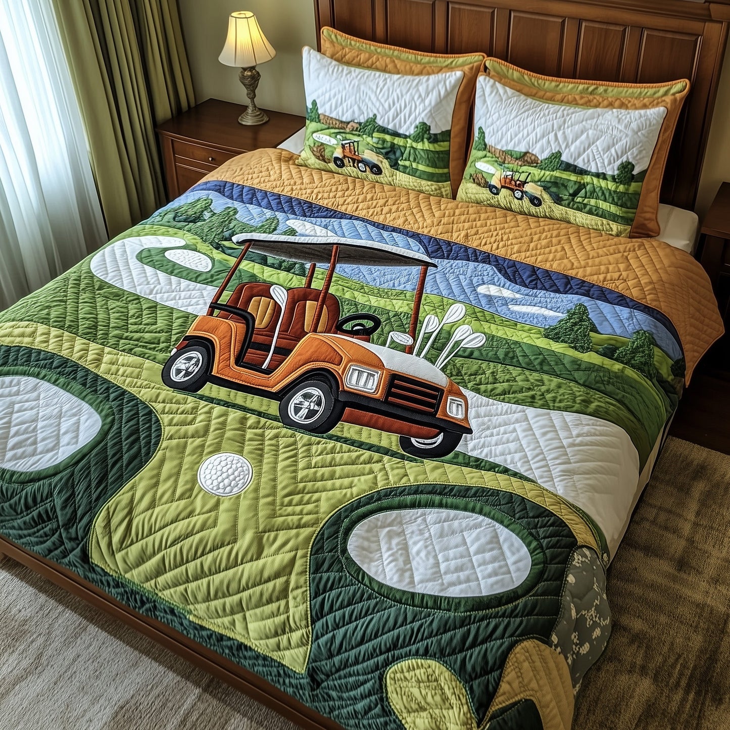 Fairway Rider 3-Piece Quilted Bedding Set GFTOTP8204