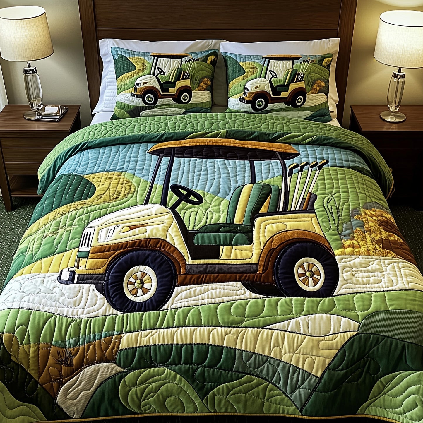 Fairway Rider 3-Piece Quilted Bedding Set GFTOTP8206