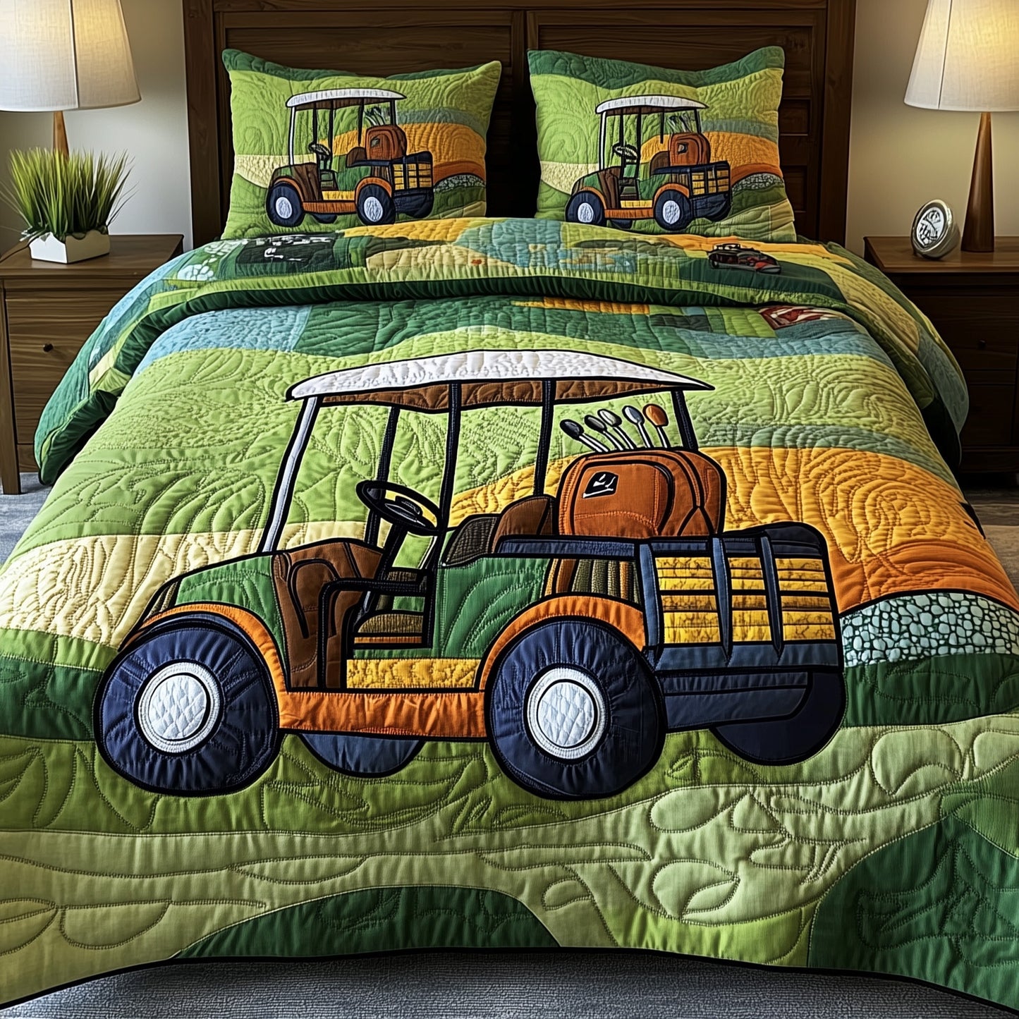 Fairway Rider 3-Piece Quilted Bedding Set GFTOTP8208