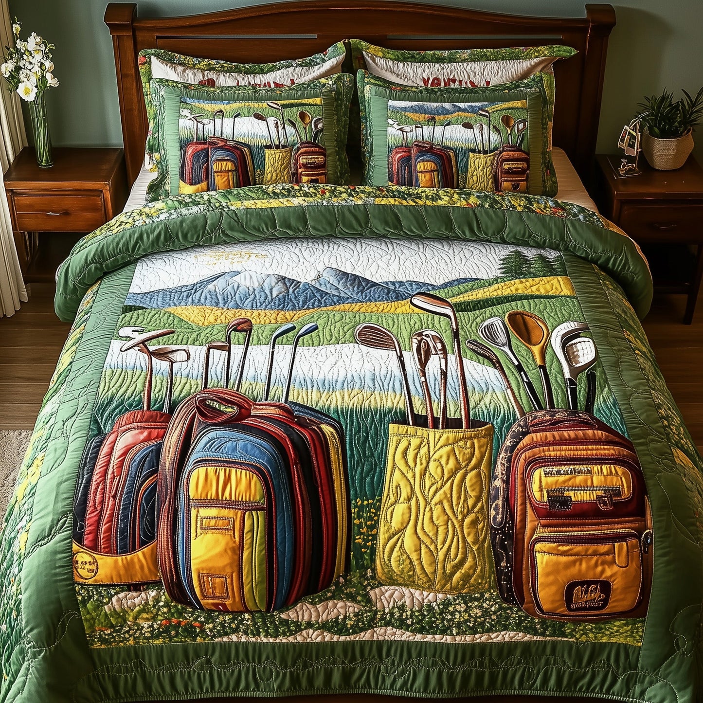 In the Golf Bag 3-Piece Quilted Bedding Set GFTOTP8217
