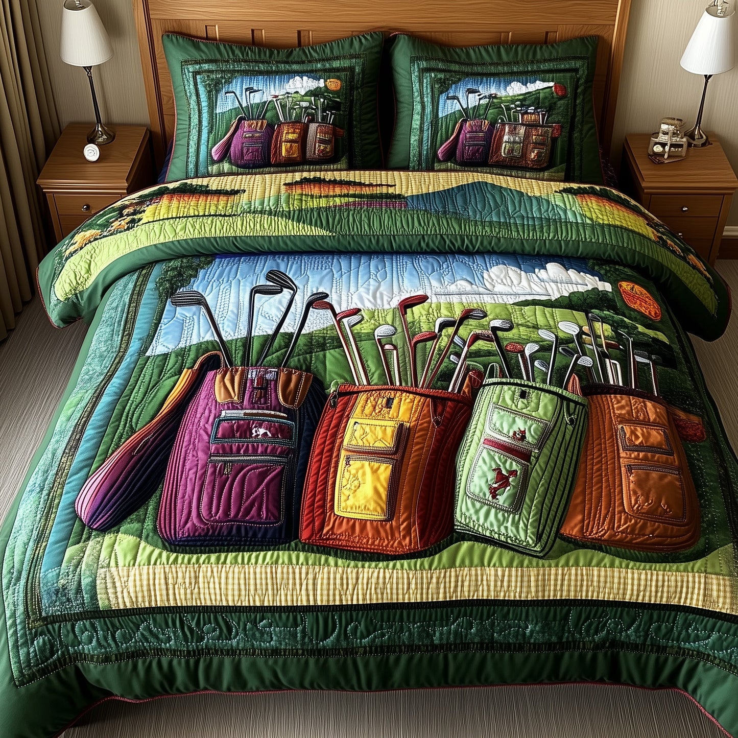 In the Golf Bag 3-Piece Quilted Bedding Set GFTOTP8218
