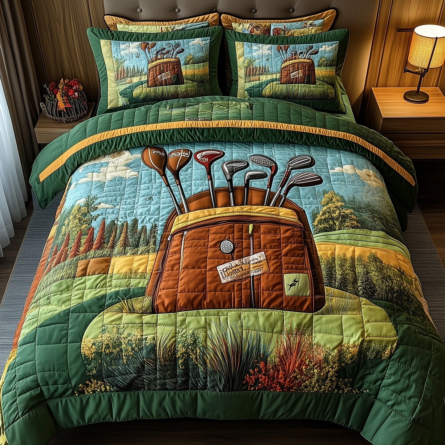 In the Golf Bag 3-Piece Quilted Bedding Set GFTOTP8221