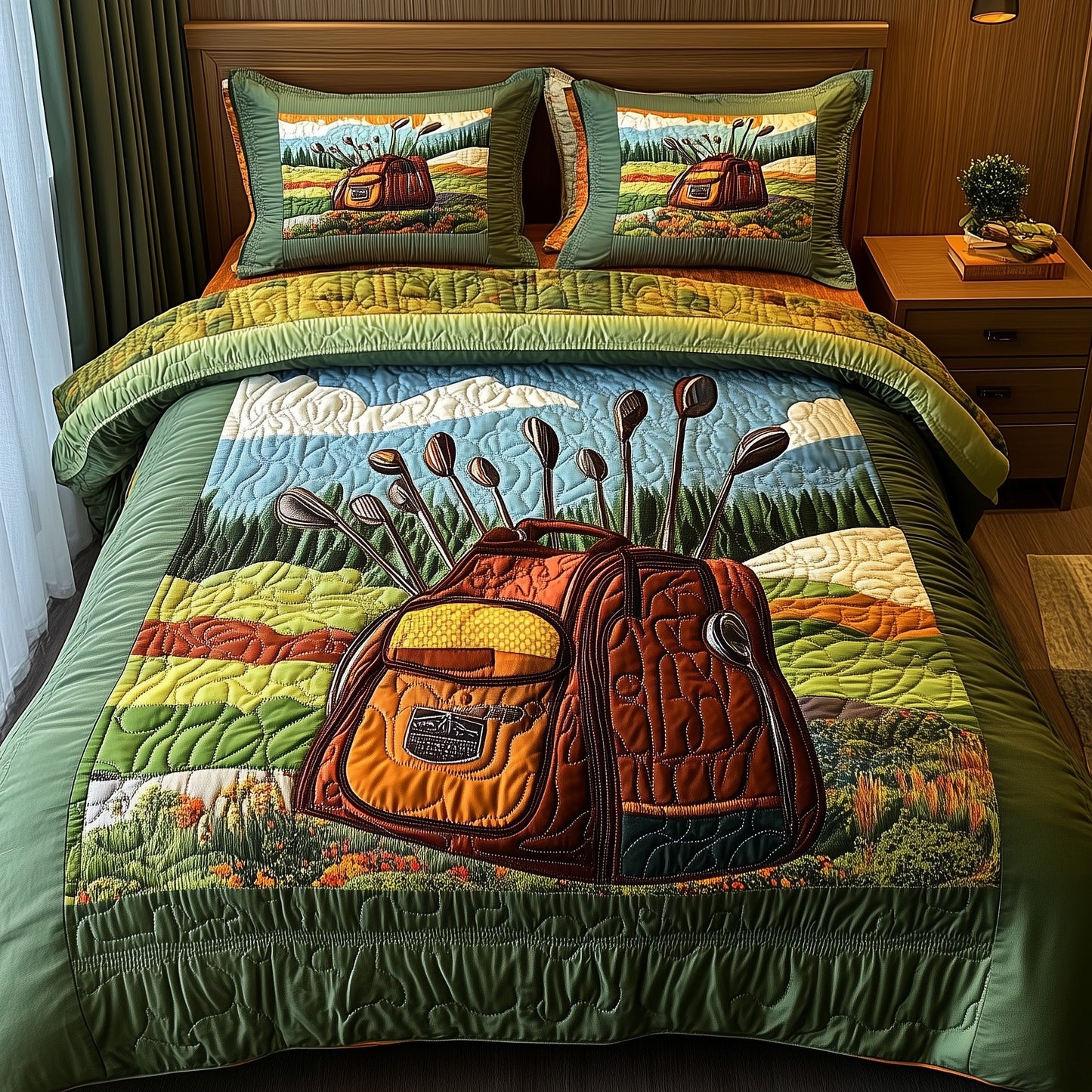 In the Golf Bag 3-Piece Quilted Bedding Set GFTOTP8226
