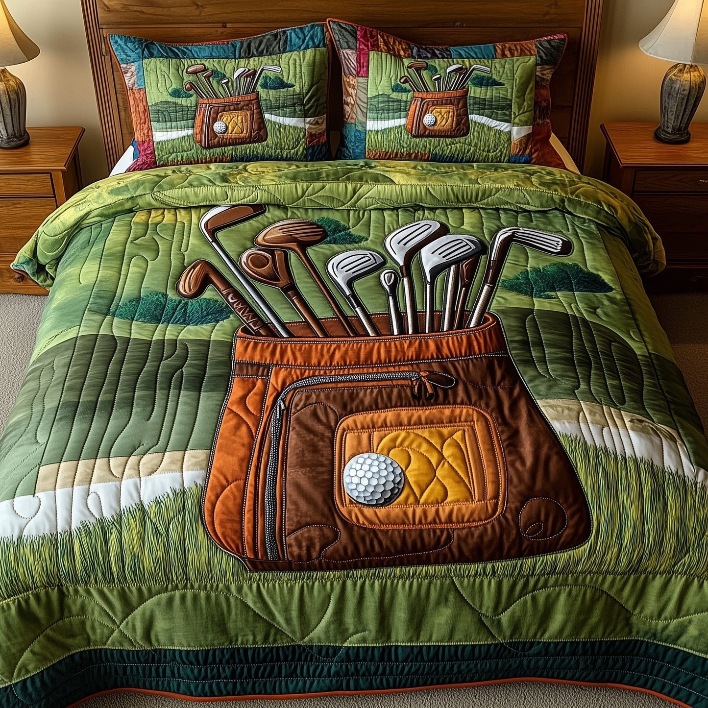In the Golf Bag 3-Piece Quilted Bedding Set GFTOTP8228