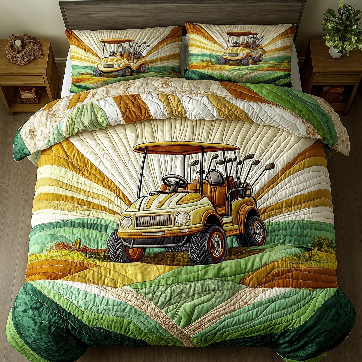 Fairway Rider 3-Piece Quilted Bedding Set GFTOTP8231