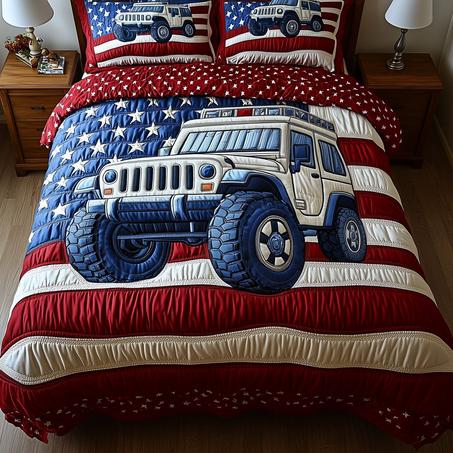 American Steel 3-Piece Quilted Bedding Set GFTOTP8285
