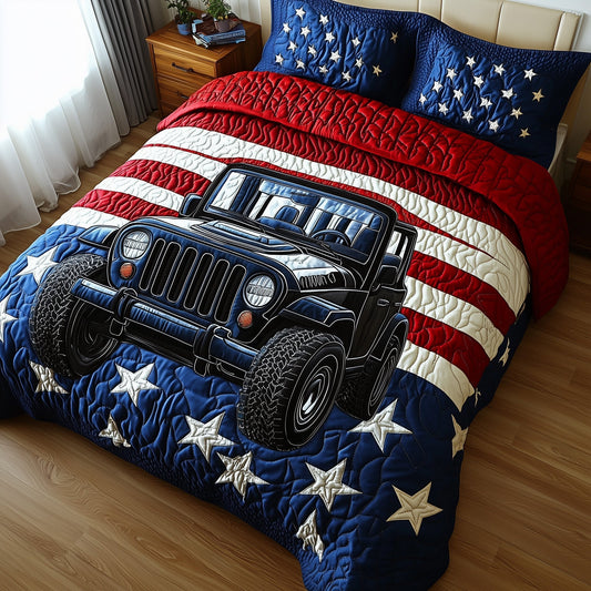 American Steel 3-Piece Quilted Bedding Set GFTOTP8288