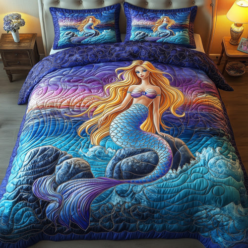 Enchanted Mermaid 3-Piece Quilted Bedding Set GFTOTP8468